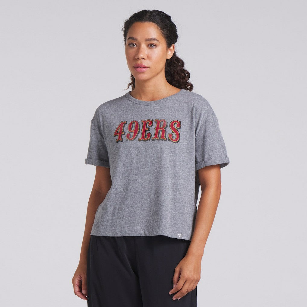 San Francisco 49ers Women's Swing Pass Tri-Blend Boxy T-Shirt Heather Gray - Fanatics