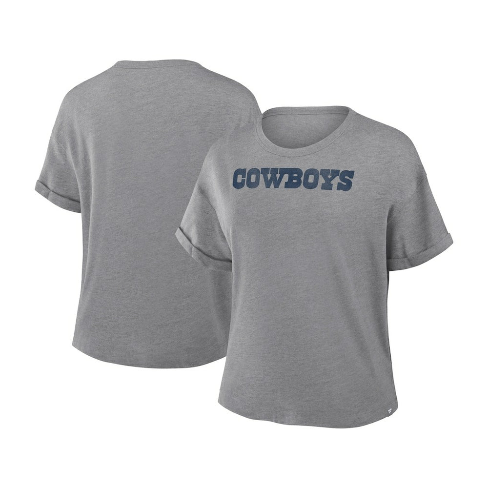 Dallas Cowboys Women's Swing Pass Tri-Blend Boxy T-Shirt Heather Gray - Fanatics