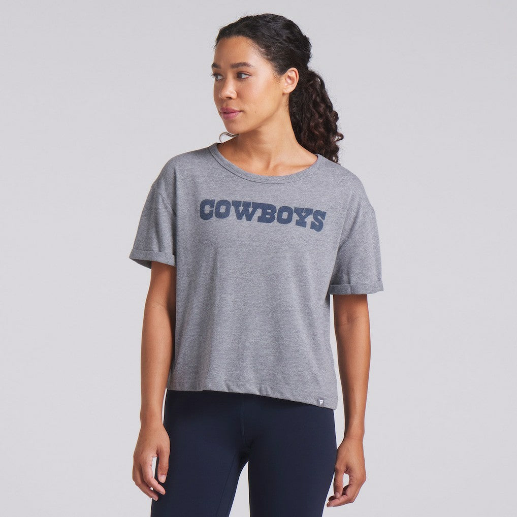 Dallas Cowboys Women's Swing Pass Tri-Blend Boxy T-Shirt Heather Gray - Fanatics