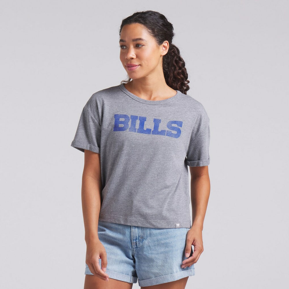 Buffalo Bills Women's Swing Pass Tri-Blend Boxy T-Shirt Heather Gray - Fanatics