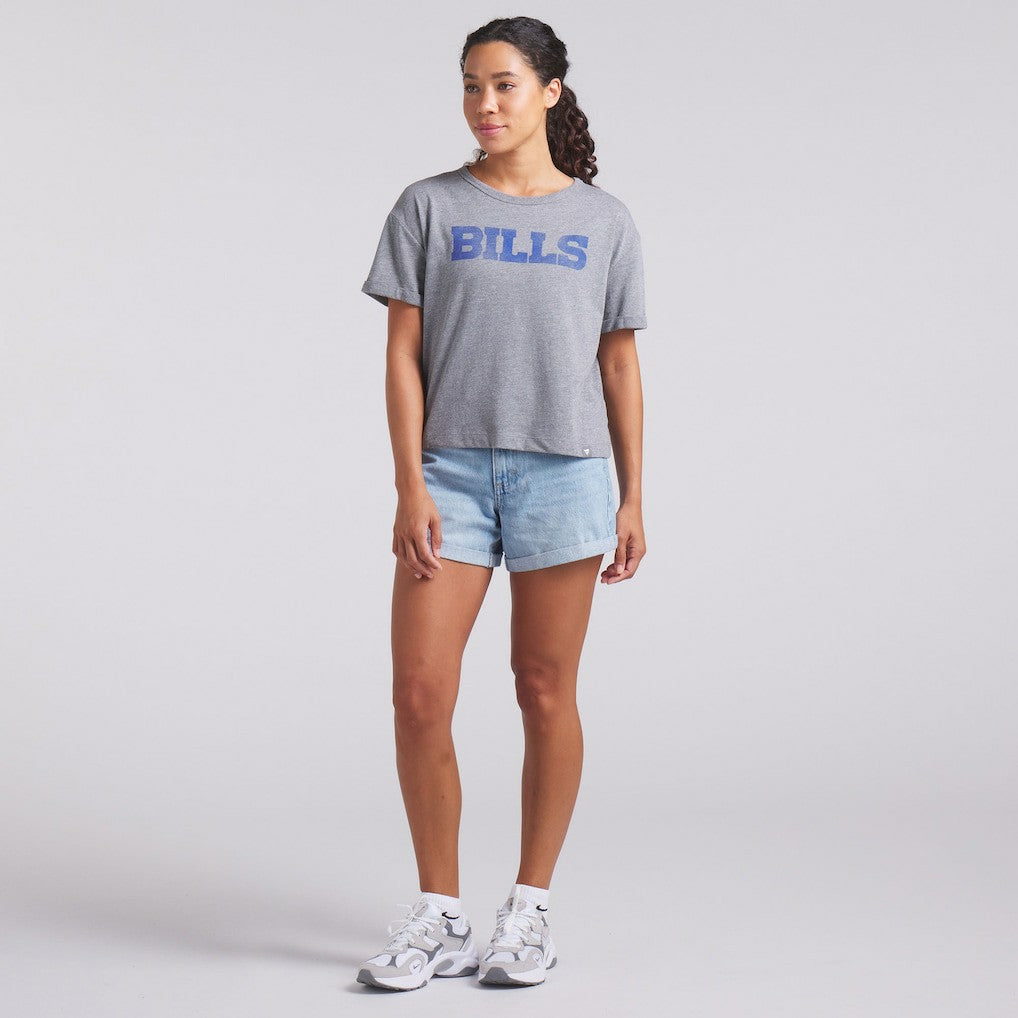 Buffalo Bills Women's Swing Pass Tri-Blend Boxy T-Shirt Heather Gray - Fanatics