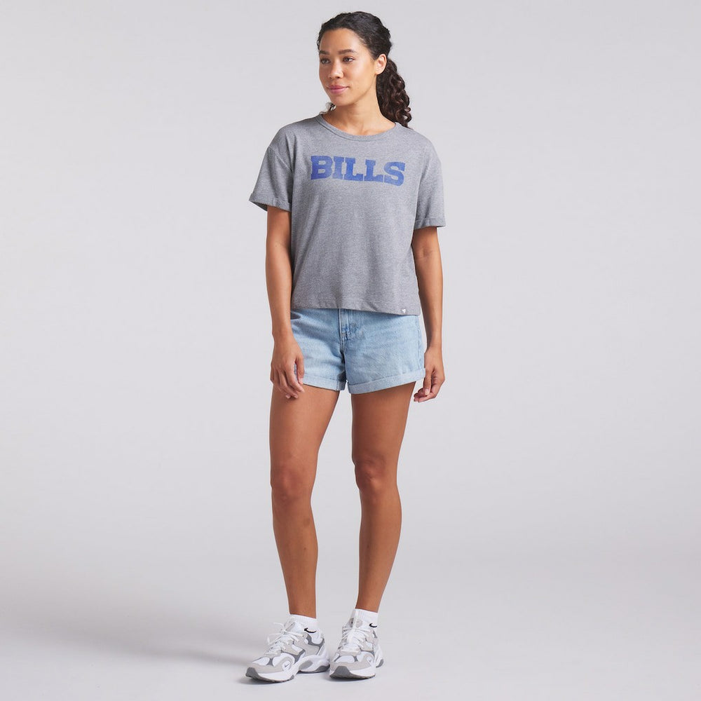 Buffalo Bills Women's Swing Pass Tri-Blend Boxy T-Shirt Heather Gray - Fanatics