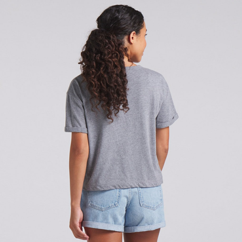 Buffalo Bills Women's Swing Pass Tri-Blend Boxy T-Shirt Heather Gray - Fanatics