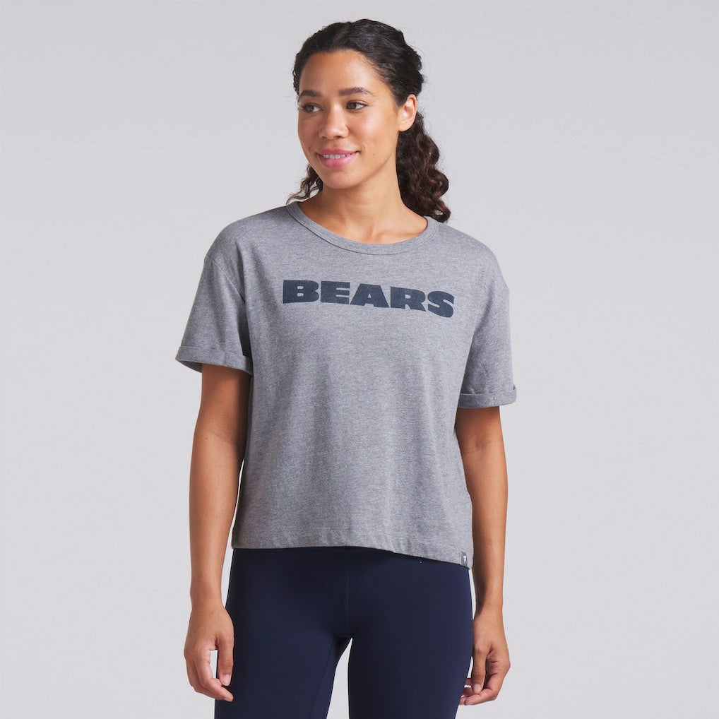 Chicago Bears Women's Swing Pass Tri-Blend Boxy T-Shirt Heather Gray - Fanatics