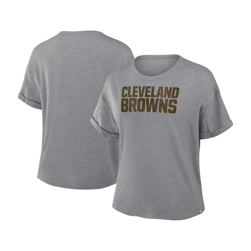 Cleveland Browns Women's Swing Pass Tri-Blend Boxy T-Shirt Heather Gray - Fanatics