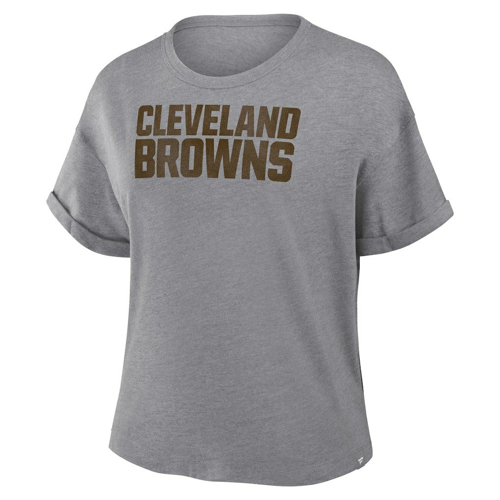 Cleveland Browns Women's Swing Pass Tri-Blend Boxy T-Shirt Heather Gray - Fanatics
