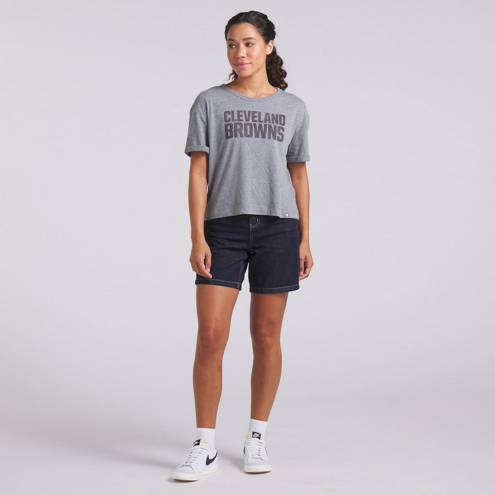 Cleveland Browns Women's Swing Pass Tri-Blend Boxy T-Shirt Heather Gray - Fanatics