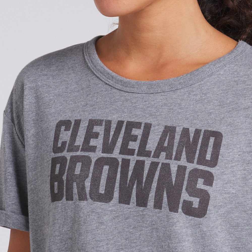 Cleveland Browns Women's Swing Pass Tri-Blend Boxy T-Shirt Heather Gray - Fanatics