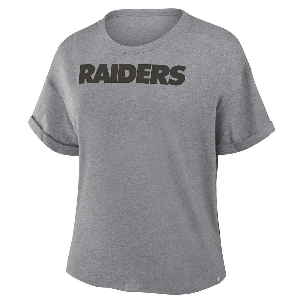 Las Vegas Raiders Women's Swing Pass Tri-Blend Boxy T-Shirt Heather Gray - Fanatics