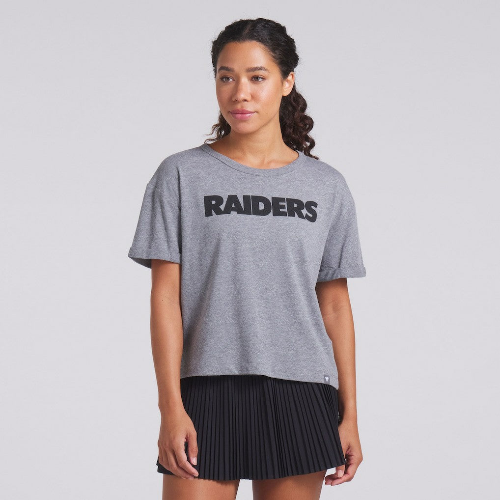 Las Vegas Raiders Women's Swing Pass Tri-Blend Boxy T-Shirt Heather Gray - Fanatics
