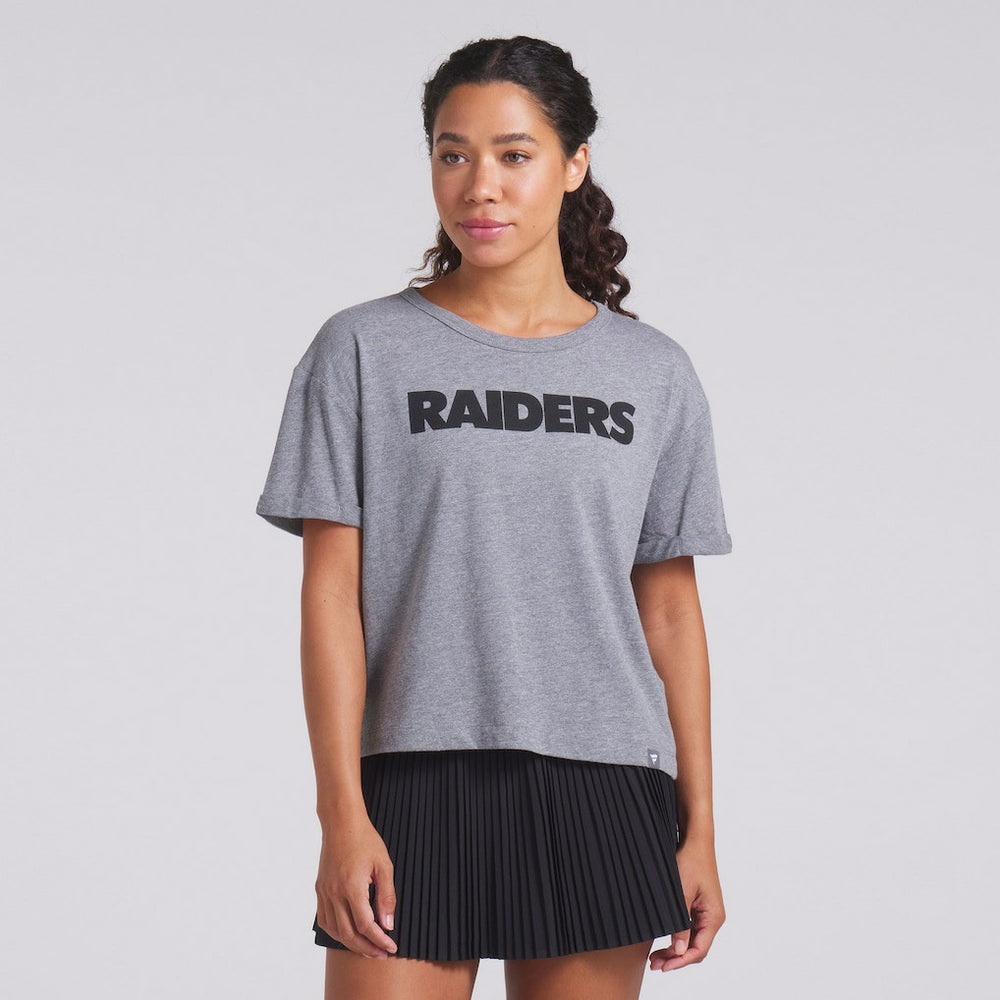 Las Vegas Raiders Women's Swing Pass Tri-Blend Boxy T-Shirt Heather Gray - Fanatics