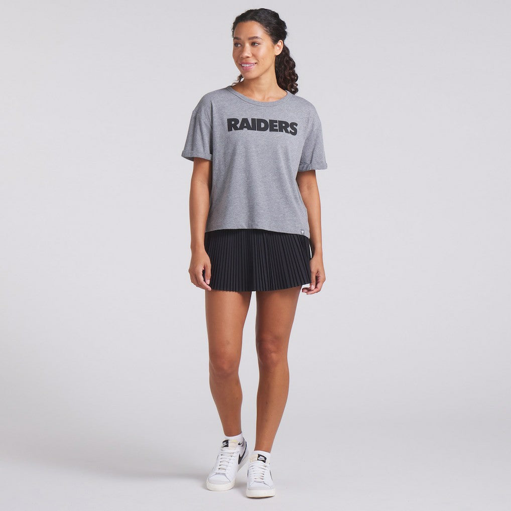 Las Vegas Raiders Women's Swing Pass Tri-Blend Boxy T-Shirt Heather Gray - Fanatics
