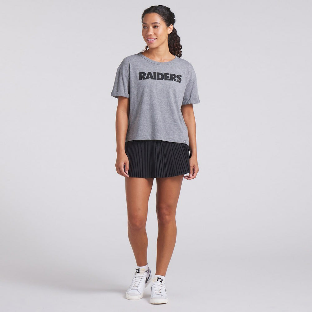 Las Vegas Raiders Women's Swing Pass Tri-Blend Boxy T-Shirt Heather Gray - Fanatics