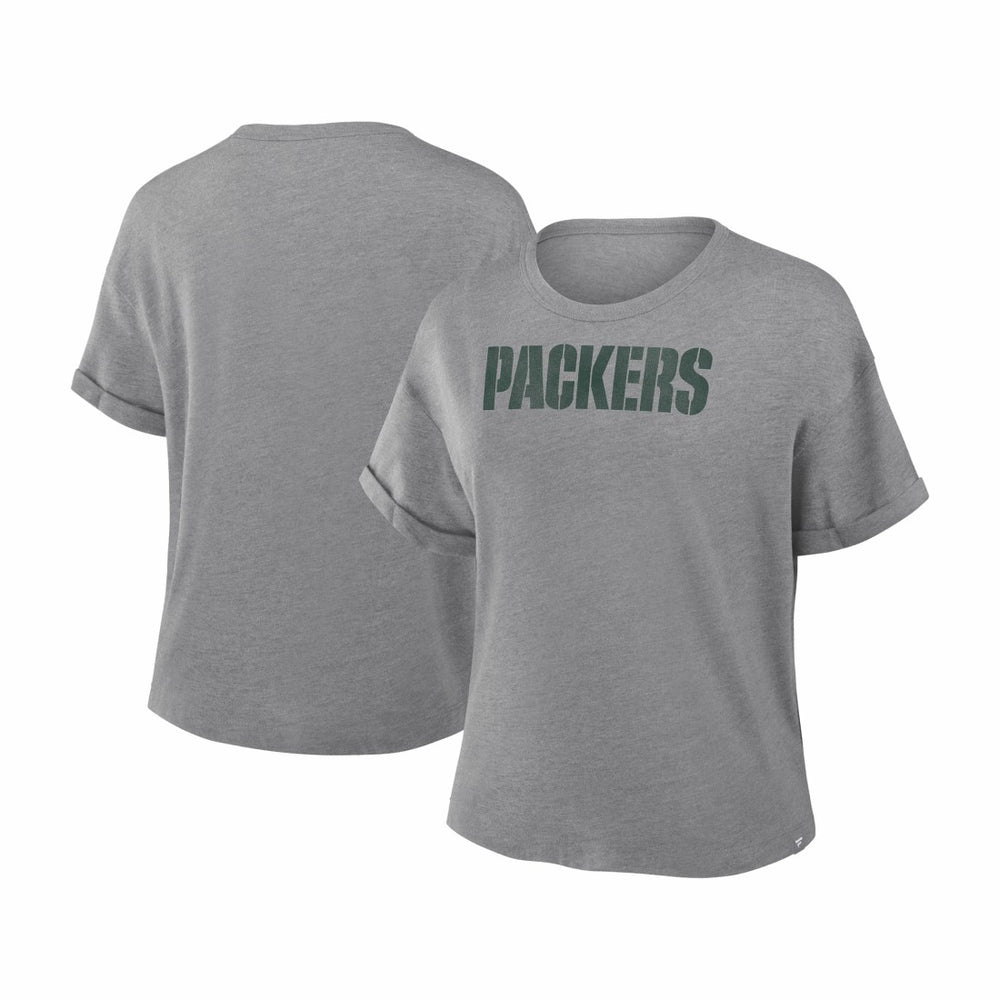 Green Bay Packers Women's Swing Pass Tri-Blend Boxy T-Shirt Heather Gray - Fanatics