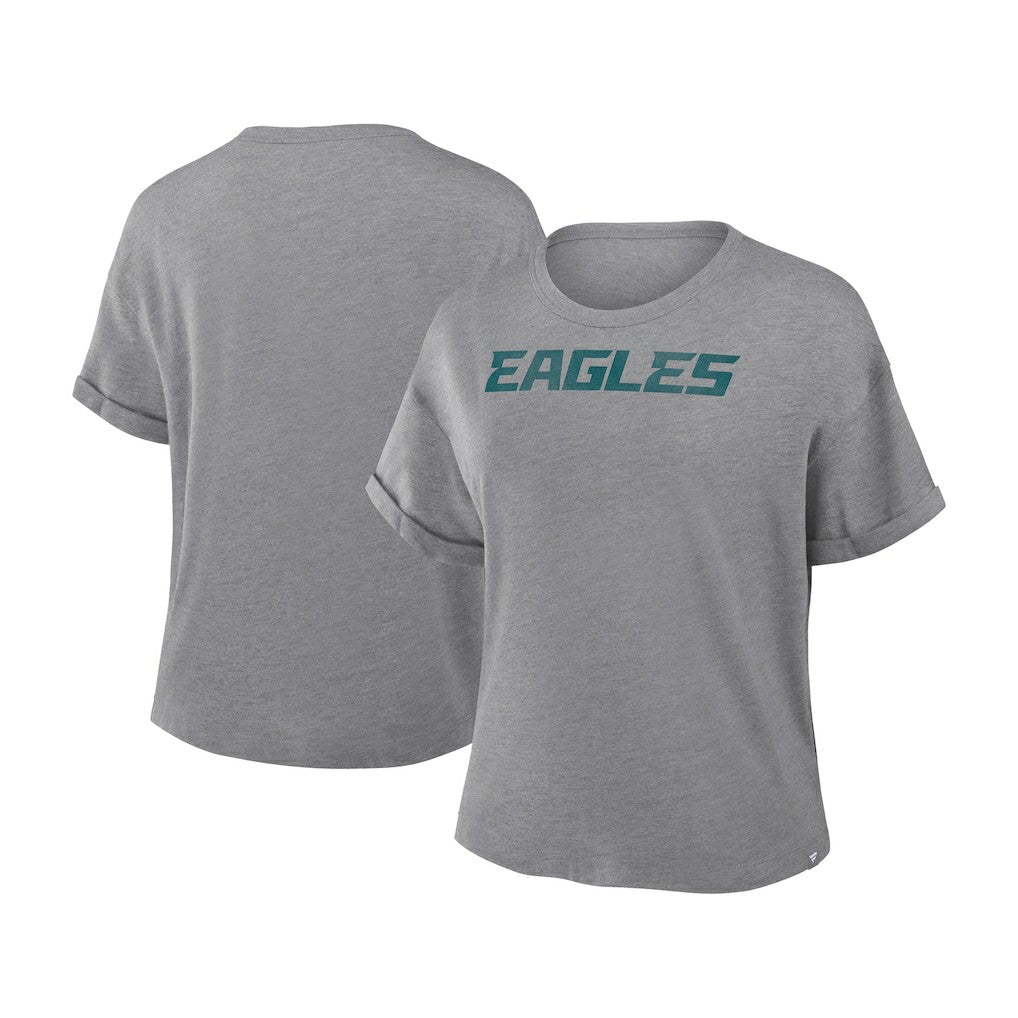 Philadelphia Eagles Women's Swing Pass Tri-Blend Boxy T-Shirt Heather Gray - Fanatics