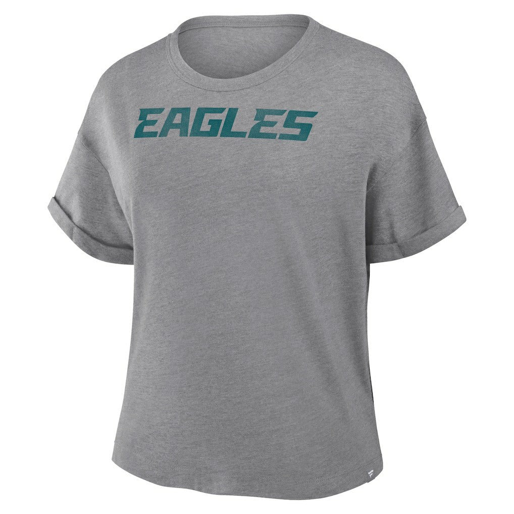 Philadelphia Eagles Women's Swing Pass Tri-Blend Boxy T-Shirt Heather Gray - Fanatics