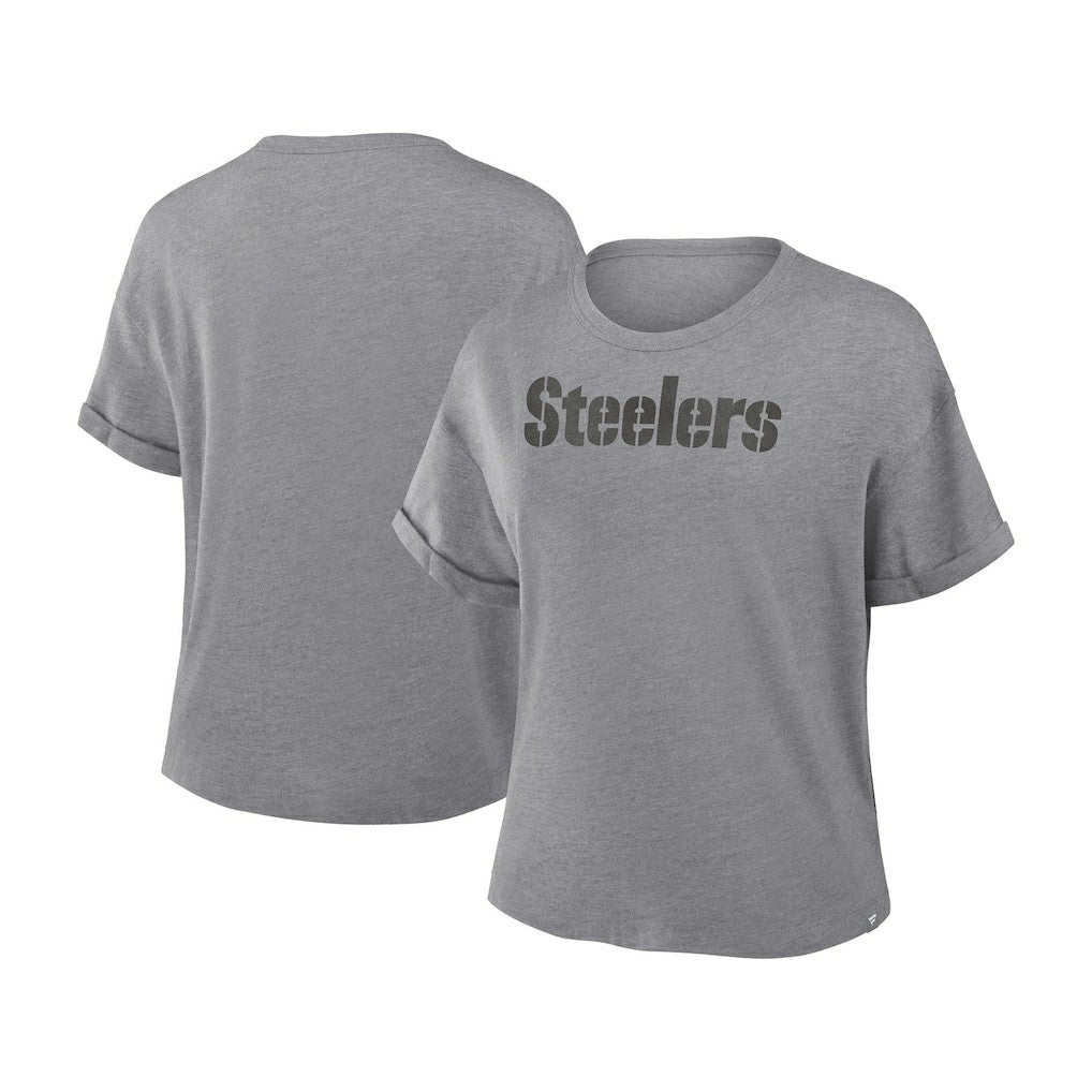 Pittsburgh Steelers Women's Swing Pass Tri-Blend Boxy T-Shirt Heather Gray - Fanatics