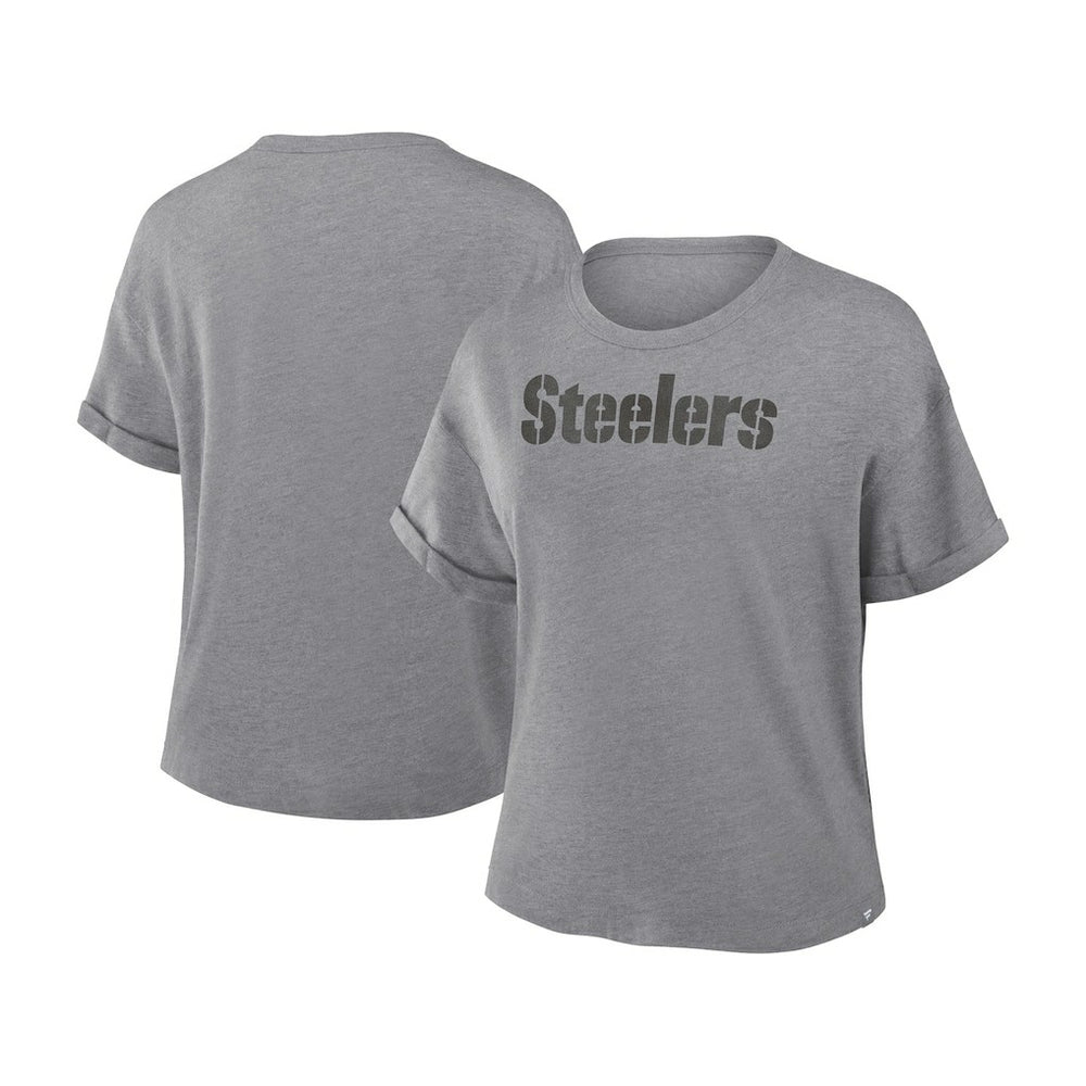 Pittsburgh Steelers Women's Swing Pass Tri-Blend Boxy T-Shirt Heather Gray - Fanatics