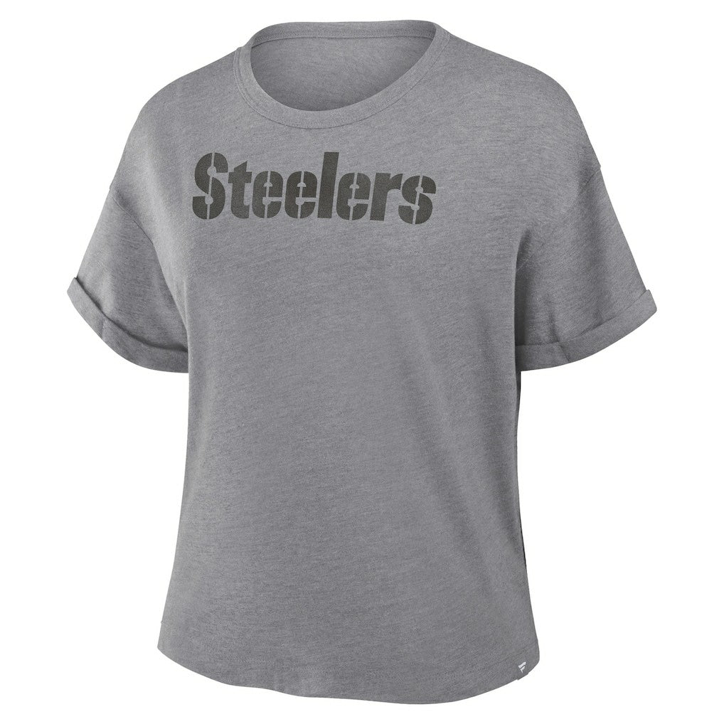 Pittsburgh Steelers Women's Swing Pass Tri-Blend Boxy T-Shirt Heather Gray - Fanatics