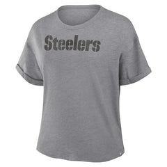Pittsburgh Steelers Women's Swing Pass Tri-Blend Boxy T-Shirt Heather Gray - Fanatics