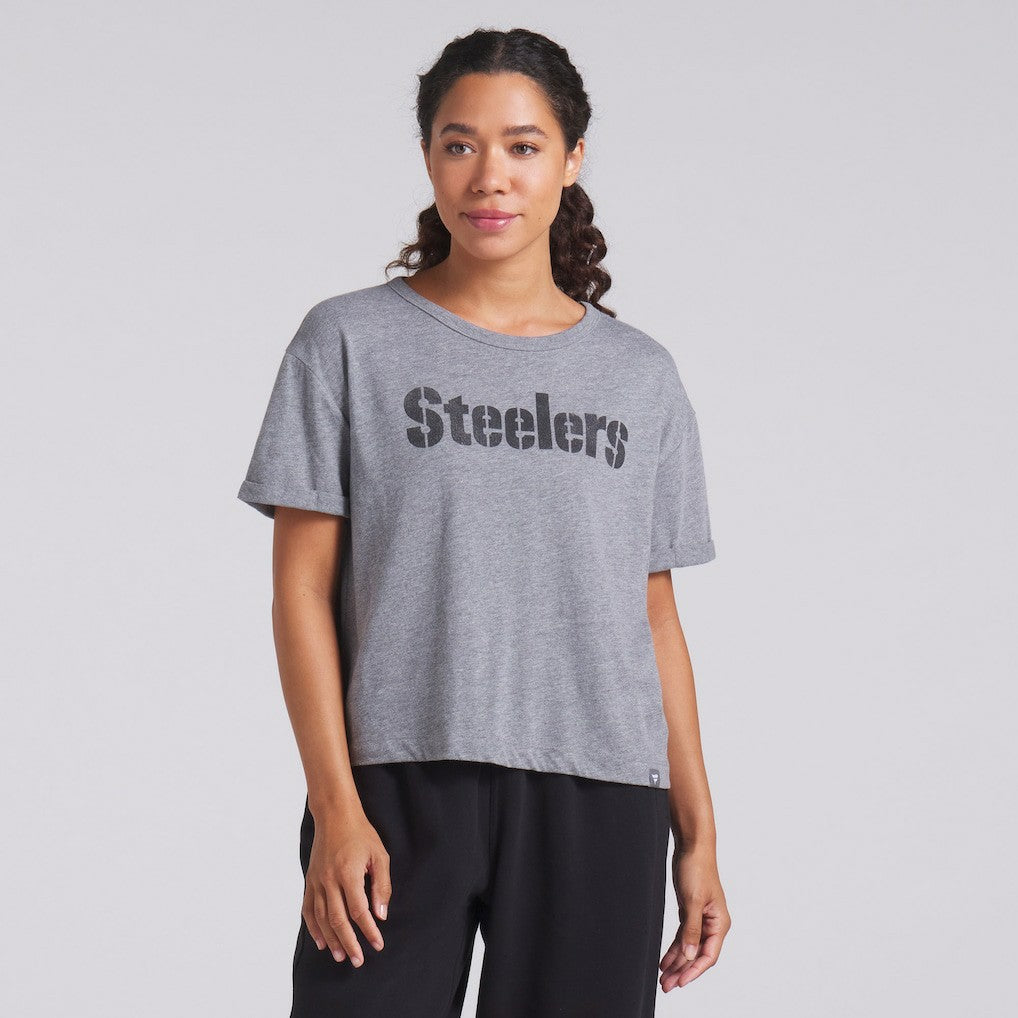 Pittsburgh Steelers Women's Swing Pass Tri-Blend Boxy T-Shirt Heather Gray - Fanatics