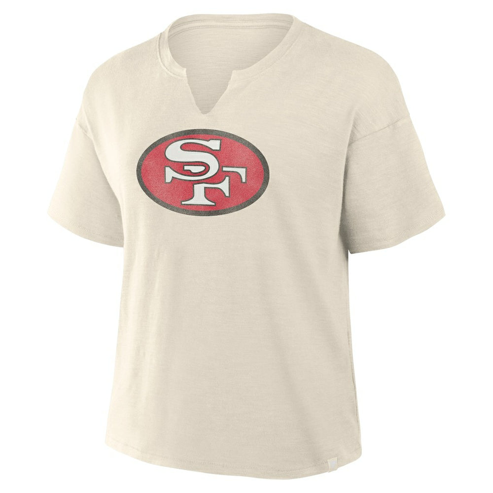 San Francisco 49ers Women's Trick Play Slub Boxy T-Shirt Cream - Fanatics