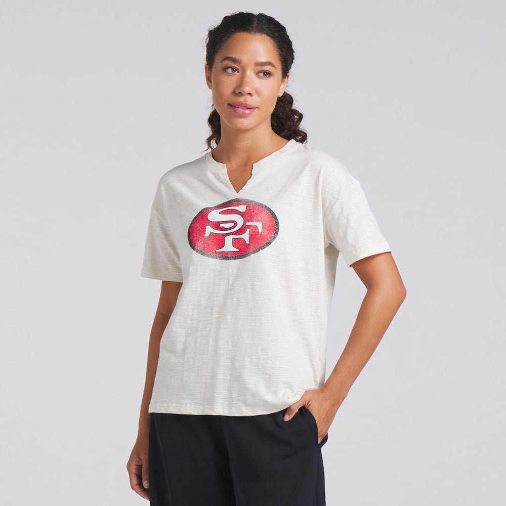 San Francisco 49ers Women's Trick Play Slub Boxy T-Shirt Cream - Fanatics