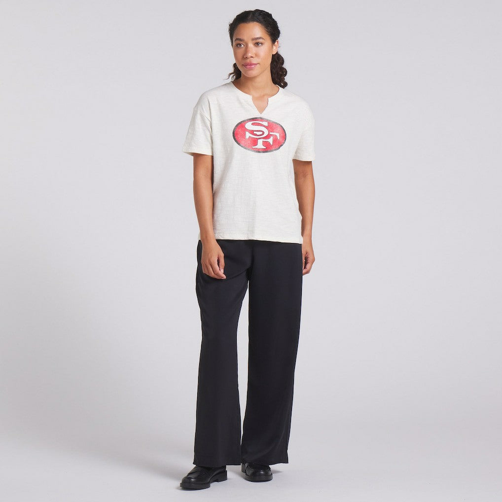 San Francisco 49ers Women's Trick Play Slub Boxy T-Shirt Cream - Fanatics