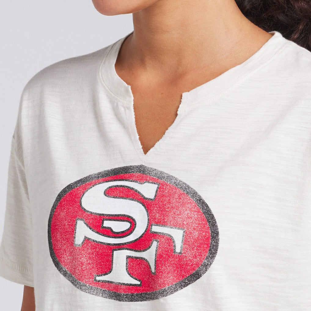 San Francisco 49ers Women's Trick Play Slub Boxy T-Shirt Cream - Fanatics