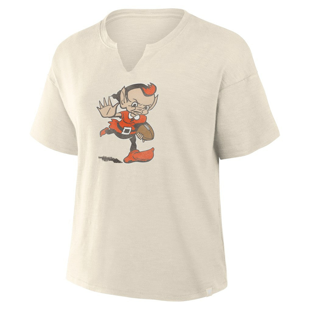 Cleveland Browns Women's Trick Play Slub Boxy T-Shirt Cream - Fanatics