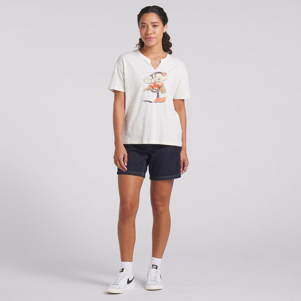 Cleveland Browns Women's Trick Play Slub Boxy T-Shirt Cream - Fanatics
