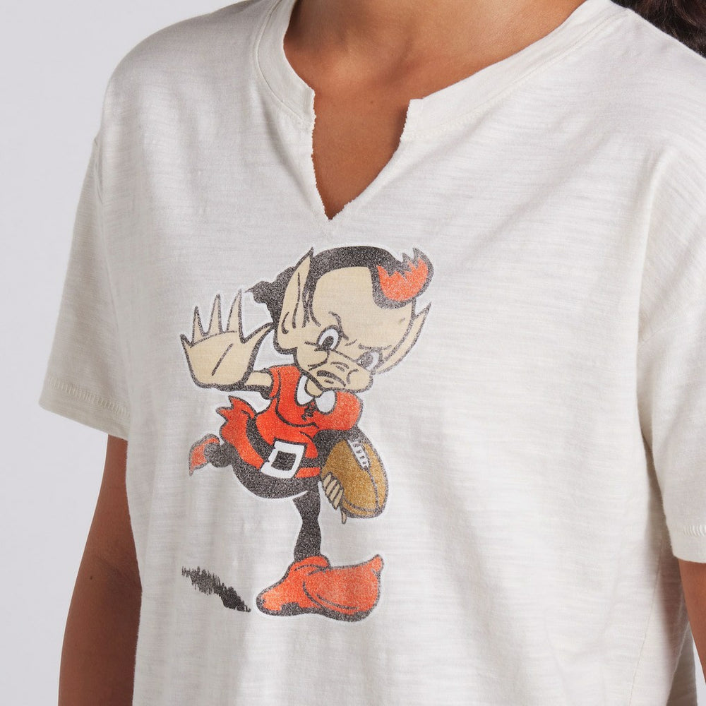 Cleveland Browns Women's Trick Play Slub Boxy T-Shirt Cream - Fanatics