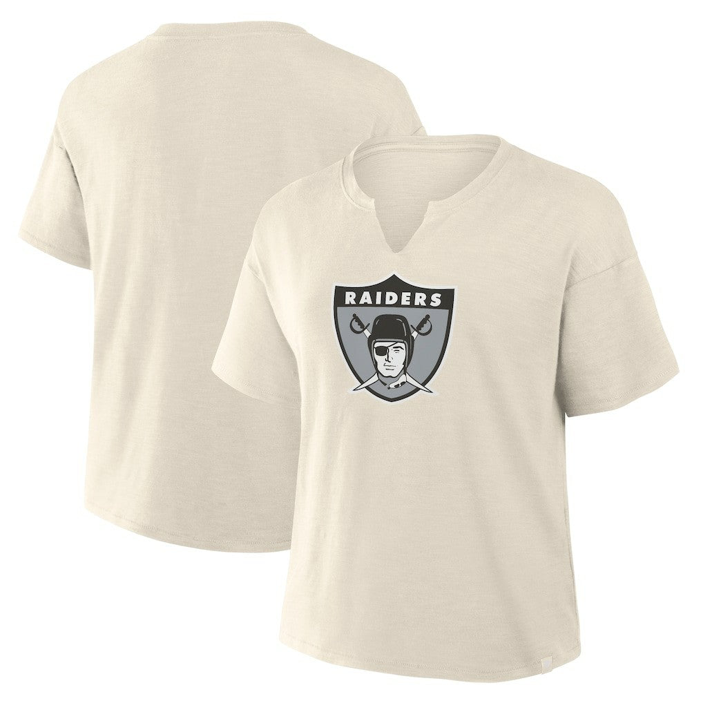 Las Vegas Raiders Women's Trick Play Slub Boxy T-Shirt Cream - Fanatics