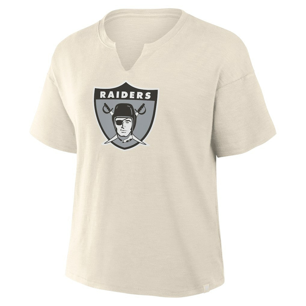 Las Vegas Raiders Women's Trick Play Slub Boxy T-Shirt Cream - Fanatics