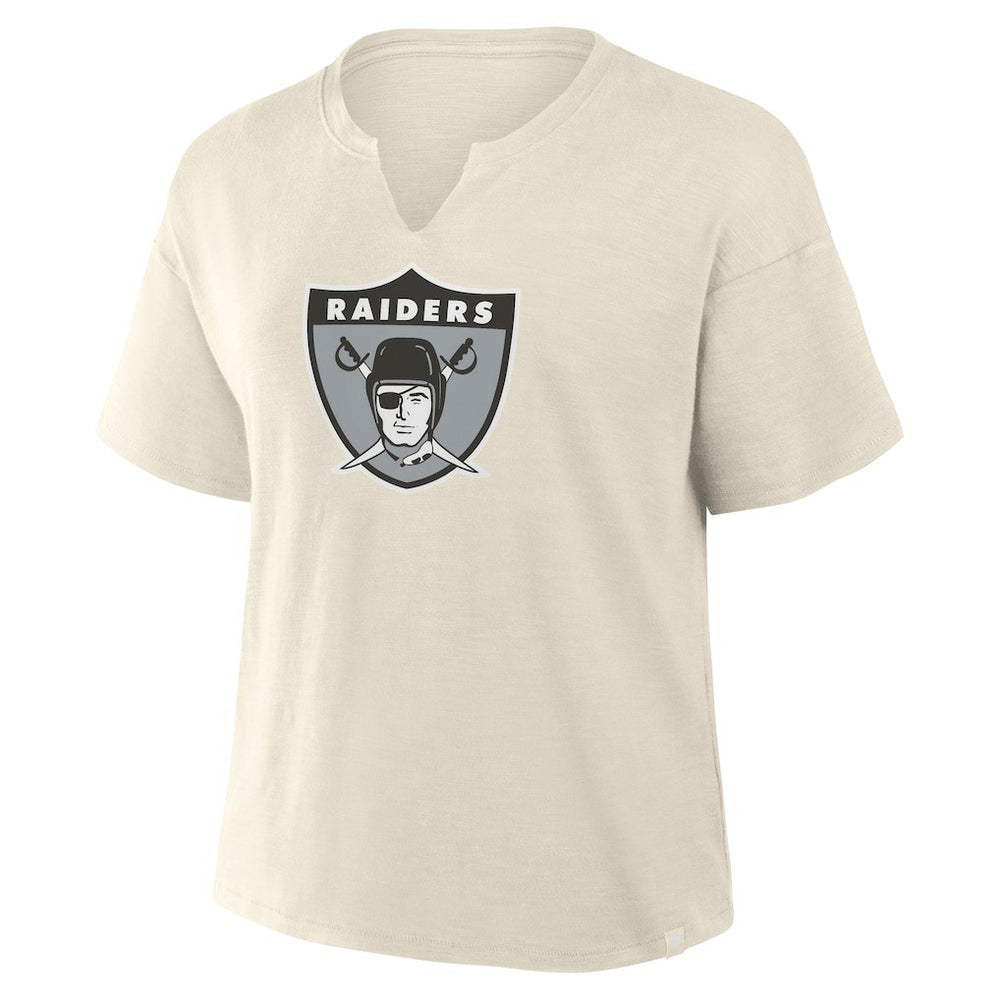 Las Vegas Raiders Women's Trick Play Slub Boxy T-Shirt Cream - Fanatics