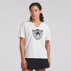 Las Vegas Raiders Women's Trick Play Slub Boxy T-Shirt Cream - Fanatics