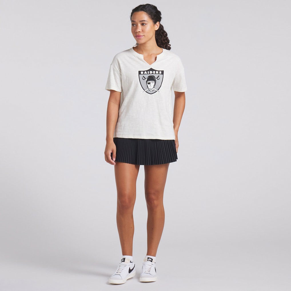 Las Vegas Raiders Women's Trick Play Slub Boxy T-Shirt Cream - Fanatics