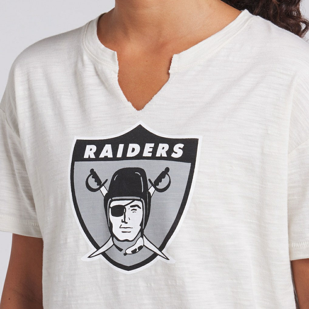 Las Vegas Raiders Women's Trick Play Slub Boxy T-Shirt Cream - Fanatics