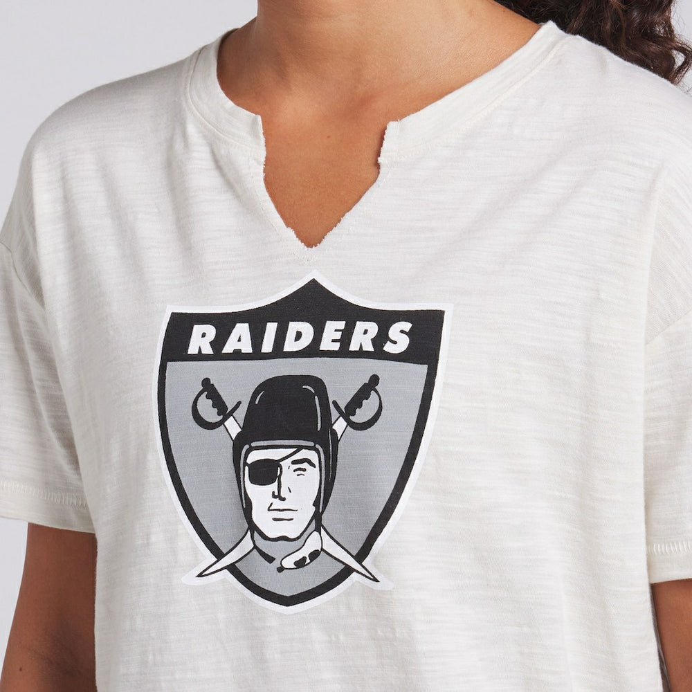 Las Vegas Raiders Women's Trick Play Slub Boxy T-Shirt Cream - Fanatics
