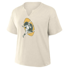 Green Bay Packers Women's Trick Play Slub Boxy T-Shirt Cream - Fanatics