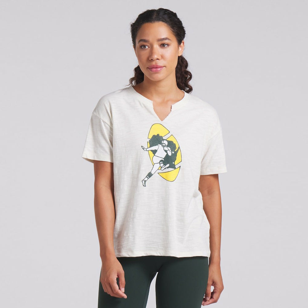 Green Bay Packers Women's Trick Play Slub Boxy T-Shirt Cream - Fanatics