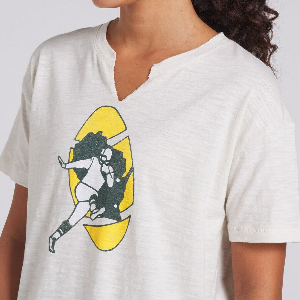 Green Bay Packers Women's Trick Play Slub Boxy T-Shirt Cream - Fanatics