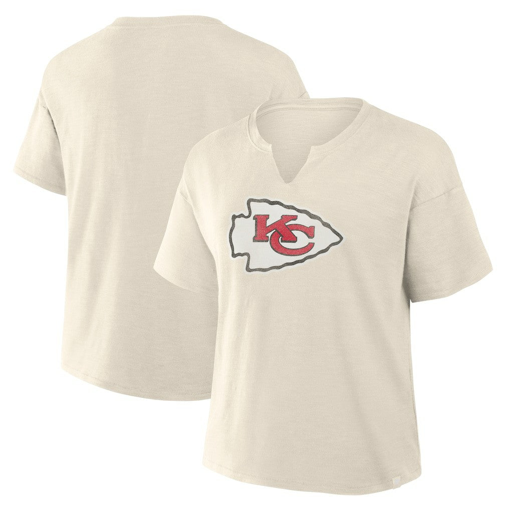 Kansas City Chiefs Women's Trick Play Slub Boxy T-Shirt Cream - Fanatics