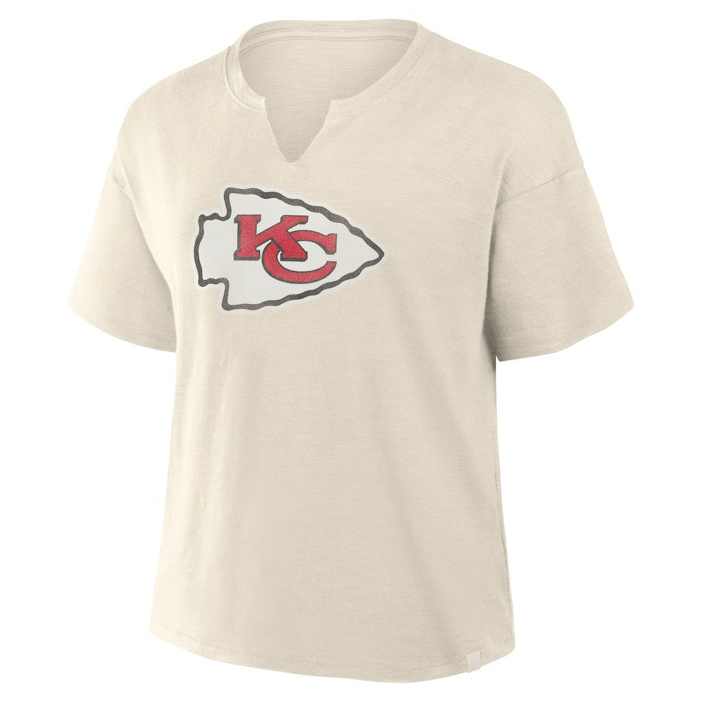 Kansas City Chiefs Women's Trick Play Slub Boxy T-Shirt Cream - Fanatics