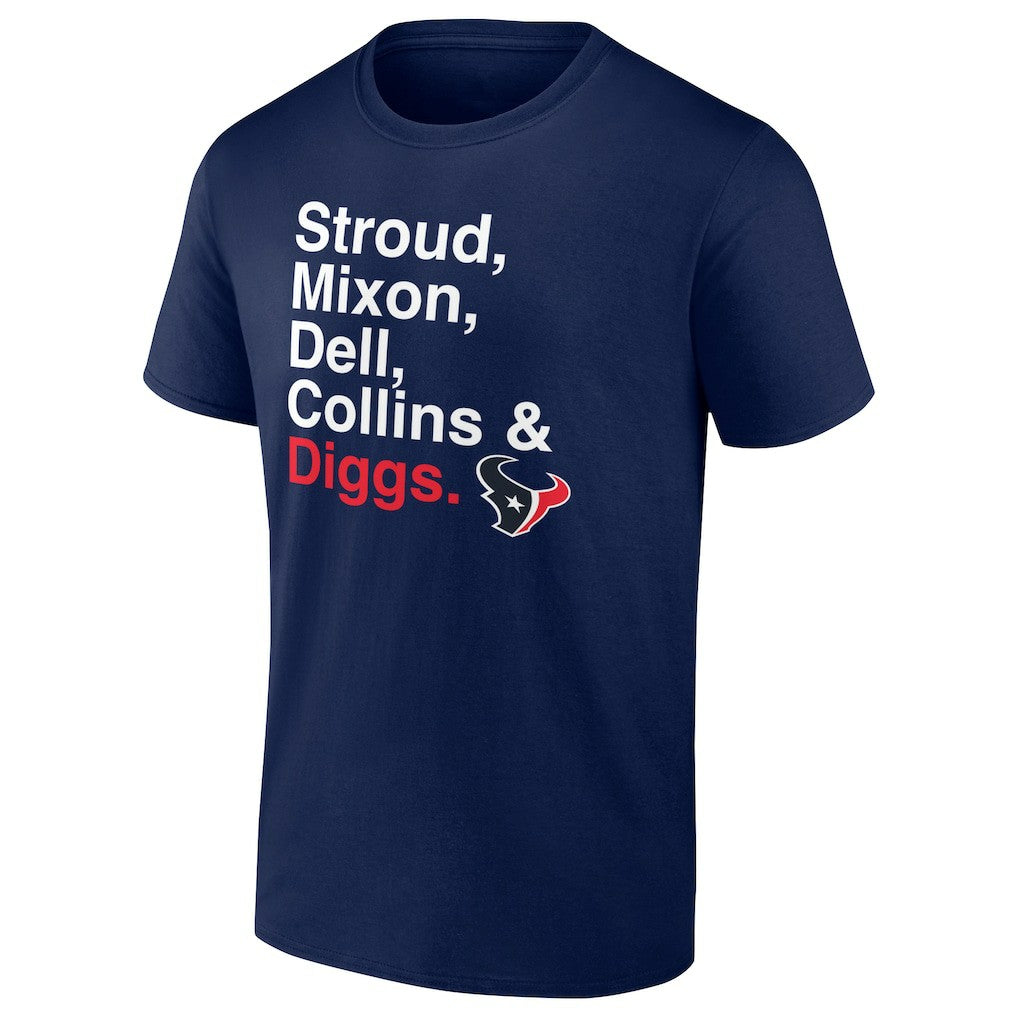 Houston Texans Stroud, Mixon, Dell, Collins & Diggs T-Shirt Navy - NFL