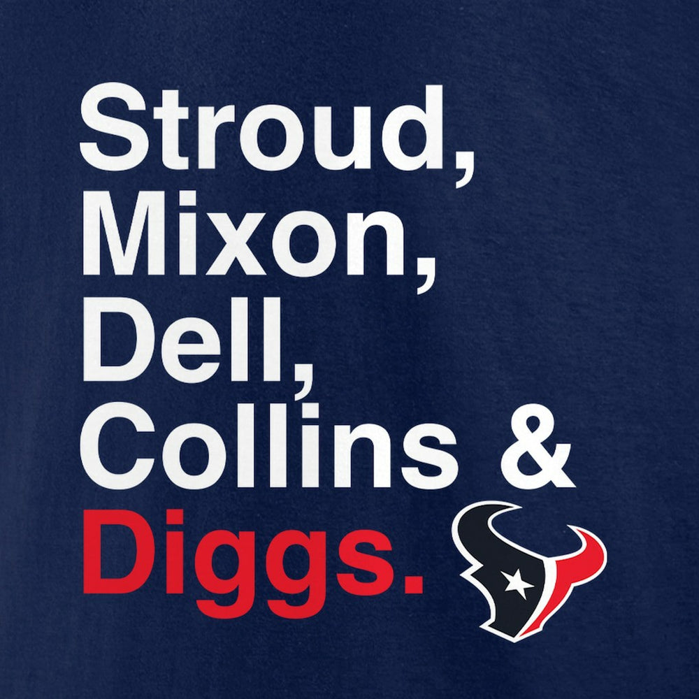 Houston Texans Stroud, Mixon, Dell, Collins & Diggs T-Shirt Navy - NFL
