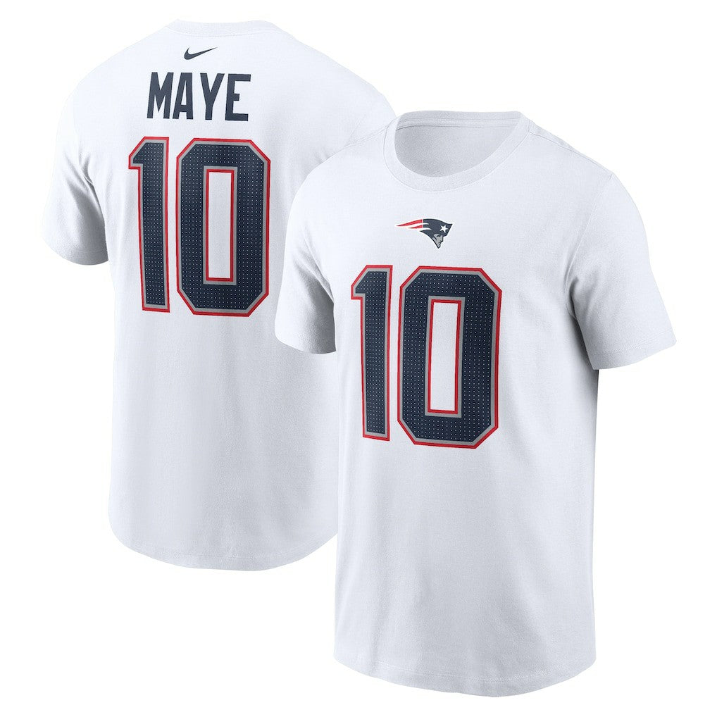 Drake Maye New England Patriots Player Name & Number T-Shirt White - Nike