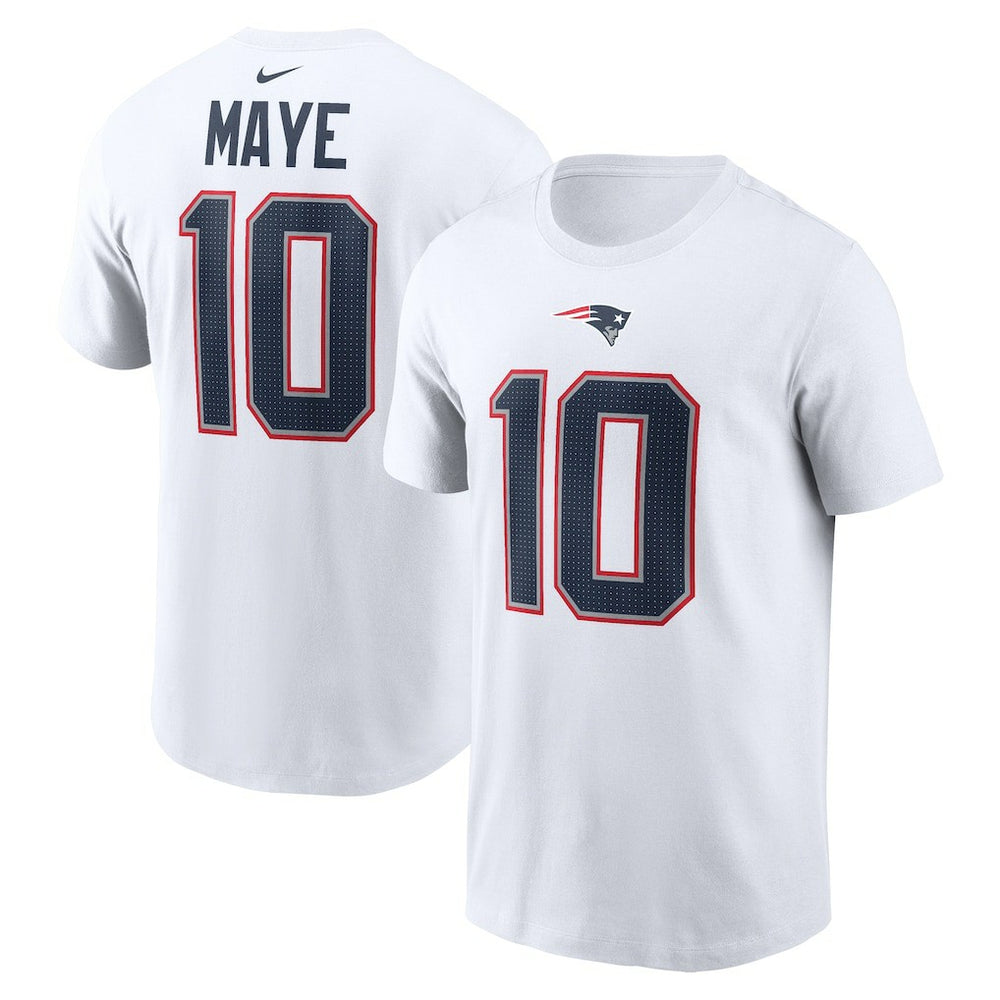 Drake Maye New England Patriots Player Name & Number T-Shirt White - Nike