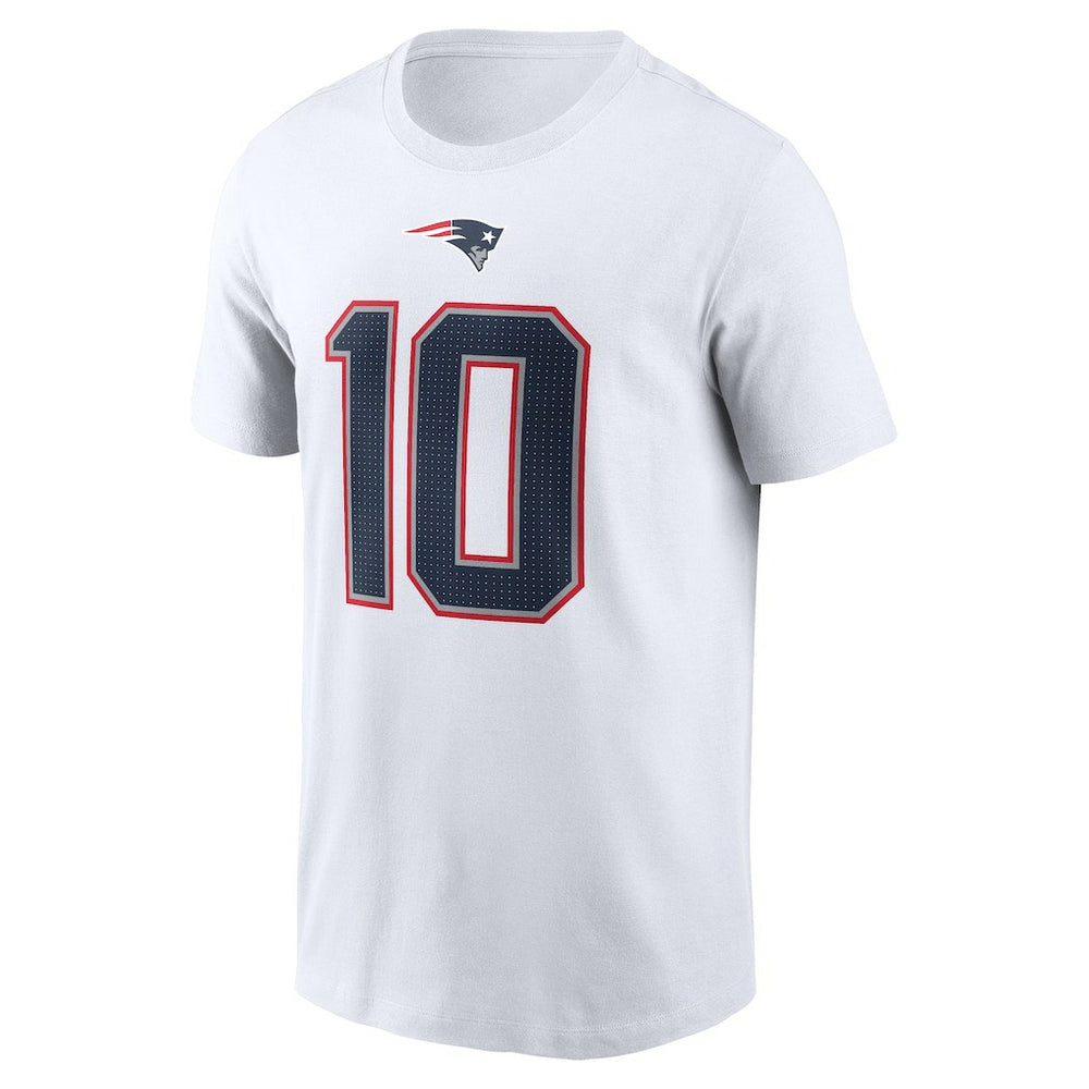 Drake Maye New England Patriots Player Name & Number T-Shirt White - Nike