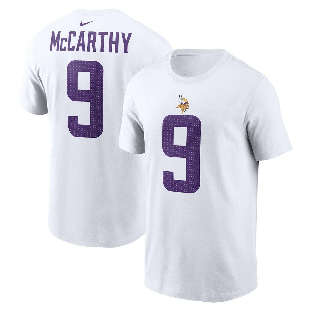 J.J. McCarthy Minnesota Vikings Player Name & Number T-Shirt White - Nike